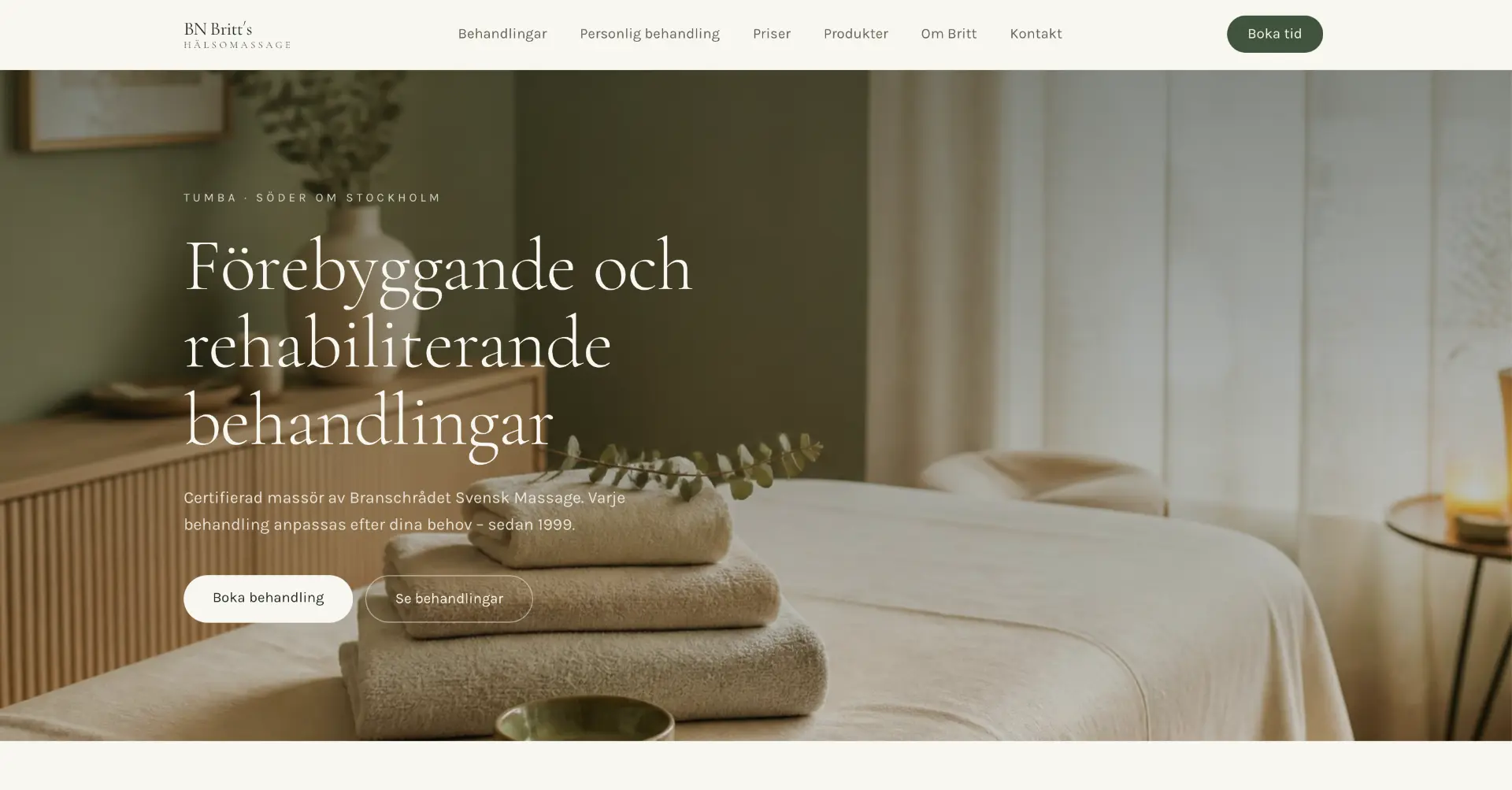Britt's Hälsomassage homepage