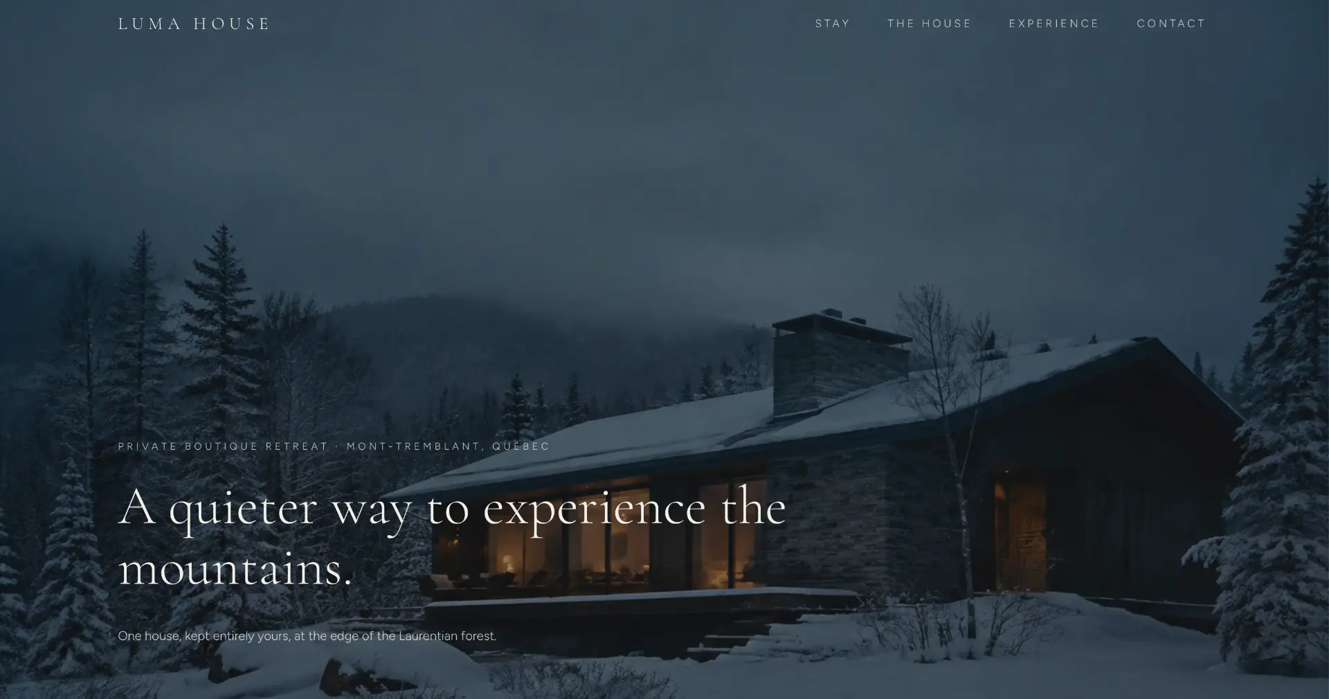 Luma House homepage — A quieter way to experience the mountains